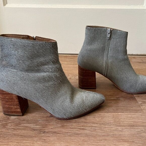 Huma Blanco VANIA Gray Genuine Calf Hair Pointed Toe Ankle Bootie Size 38 US 7.5 - Picture 4 of 11